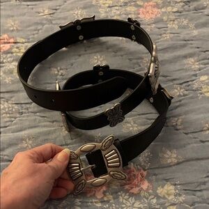 Chico's Black Belt with Silver Accents
